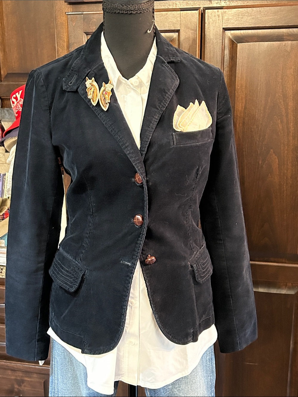 1980’s J Crew Sz XS Women's Black Corduroy Tailored Blazer Jacket